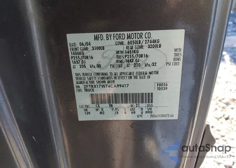 2004 Ford F-150 Heritage Xl/Xlt from USA, damaged, VIN 2FTRX17W74CA99417